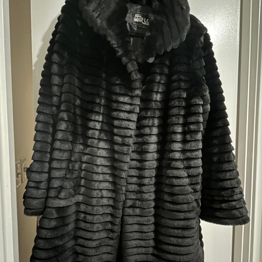 Hannah by Mar.lo Sz.L Black Faux Fur Coat